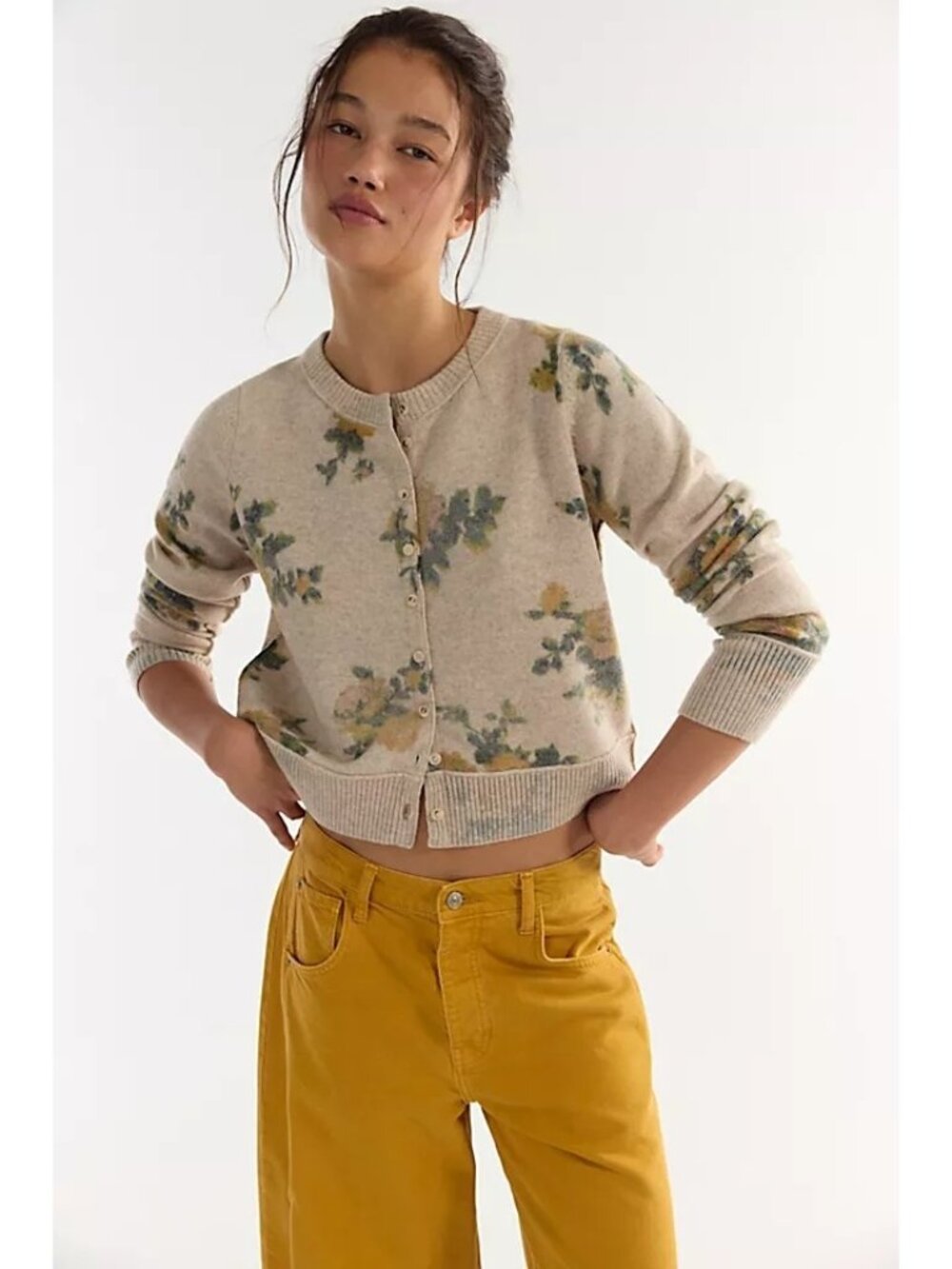 FP-4. Free People Nocturnal Patterned Cashmere Cardigan Small